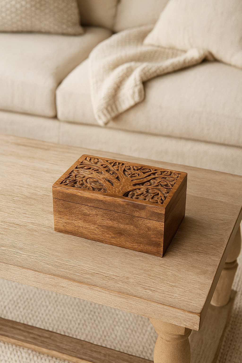Aranyani Tree of Life Jewelry Box With Tray - Hand Carved