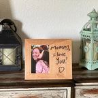 Custom Engraved Photo Frame: Your Handwriting Engraved on Alder Wood - 4x6, 5x7