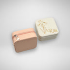 Personalized Travel Jewelry Box with Birth Month Flower Design