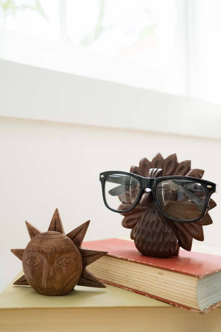 Peacock Glasses Holder Stand - Handcrafted Wood