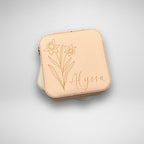Personalized Travel Jewelry Box with Birth Month Flower Design