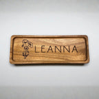 Personalized Wood Valet Tray - Add Your Name and Birth Month Flower - Jewelry Organizer