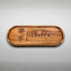 Personalized Wood Valet Tray - Add Your Name and Birth Month Flower - Jewelry Organizer