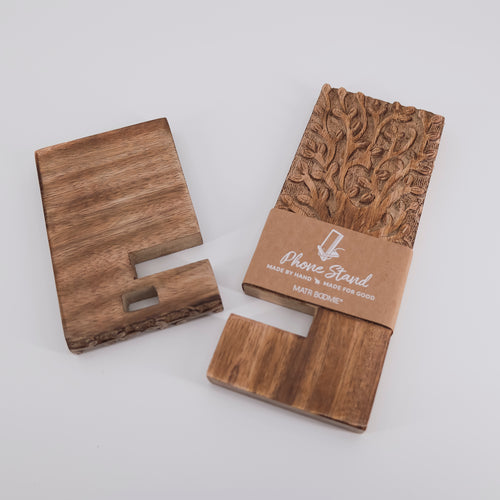 Aranyani Tree of Life Phone Stand for Desk-Hand Carved Wood