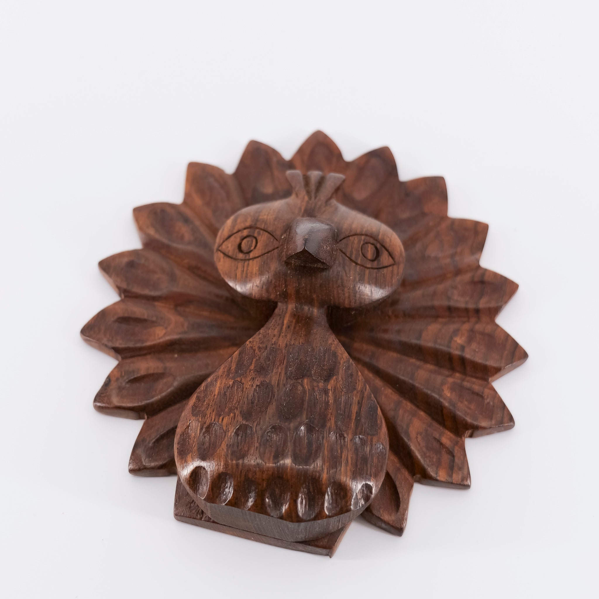 Peacock Glasses Holder Stand - Handcrafted Wood