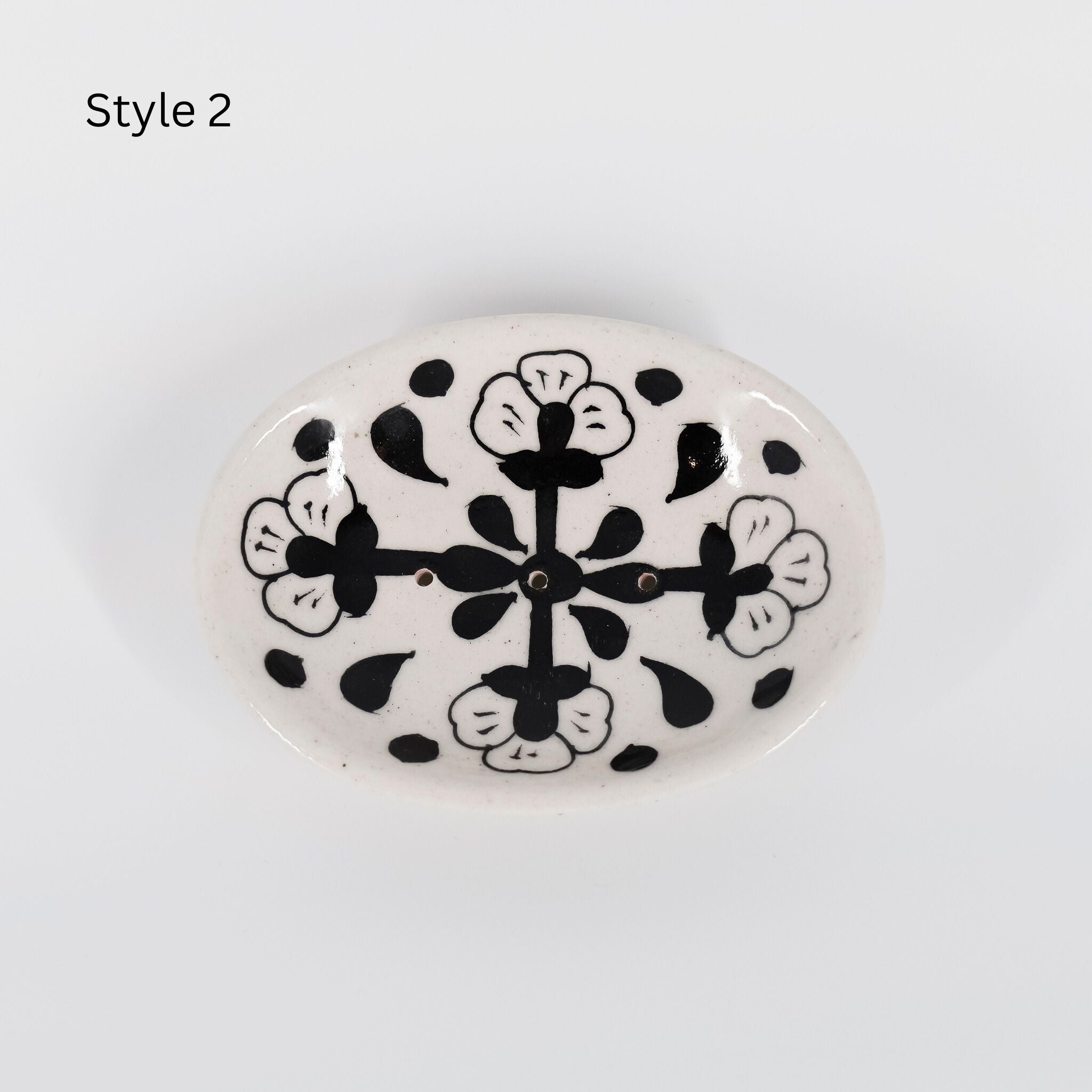 Lalita Soap Dish, Catch All Tray - Hand Painted Black, White