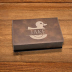 Personalized Rustic Brown Vegan Leather Flask & Gift Box Set