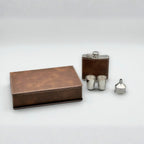 Personalized Rustic Brown Vegan Leather Flask & Gift Box Set