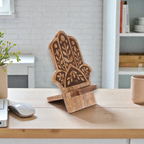 Hamsa Phone Stand for Desk - Mango Wood