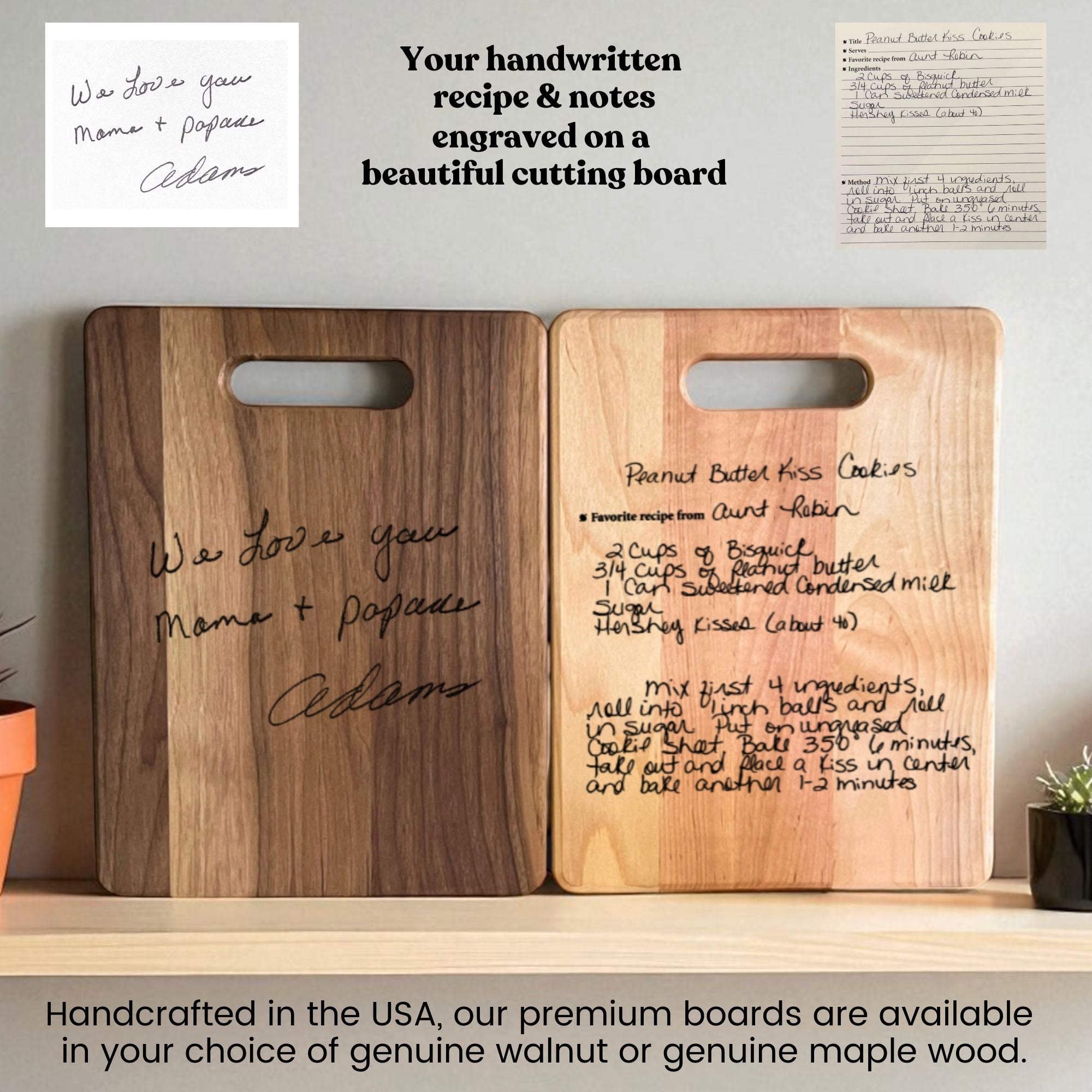 Custom Handwriting Recipe Cutting Boards