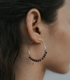 Jambumani Amethyst Beaded Large Hoop Earrings