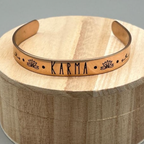 Karma & Lotus Flower Laser Etched Cuff Bracelet