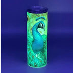 Pretty Peacock - Glow in the Dark Stainless Steel Tumbler (Green Glow) - 20 oz