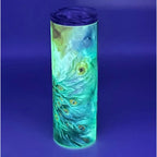 Pretty Peacock - Glow in the Dark Stainless Steel Tumbler (Green Glow) - 20 oz