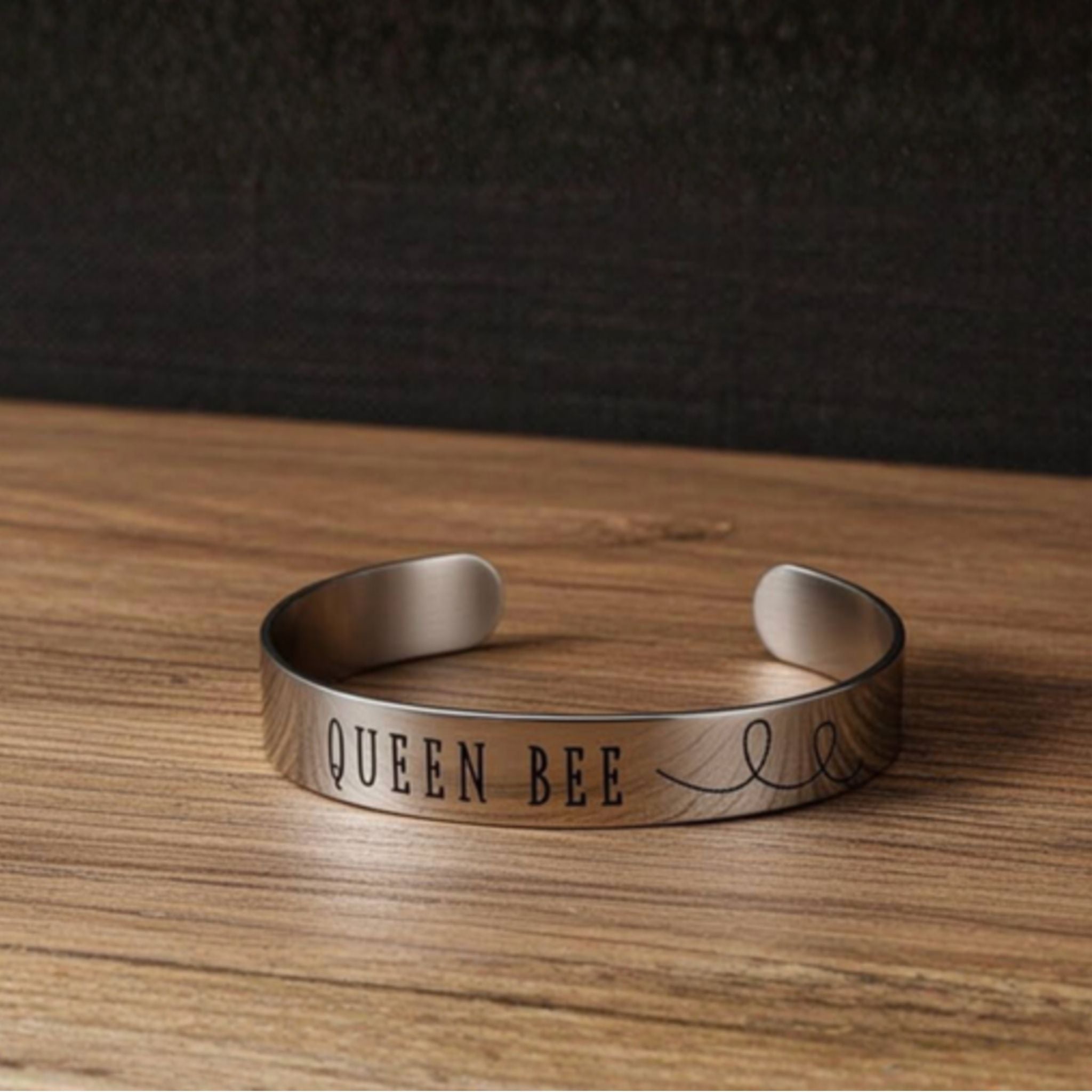 Queen Bee - Laser Etched Cuff Bracelet - Surgical Stainless Steel