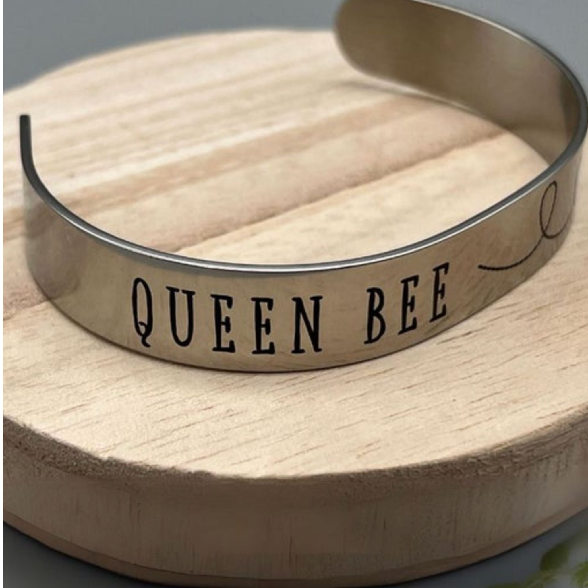 Queen Bee - Laser Etched Cuff Bracelet - Surgical Stainless Steel