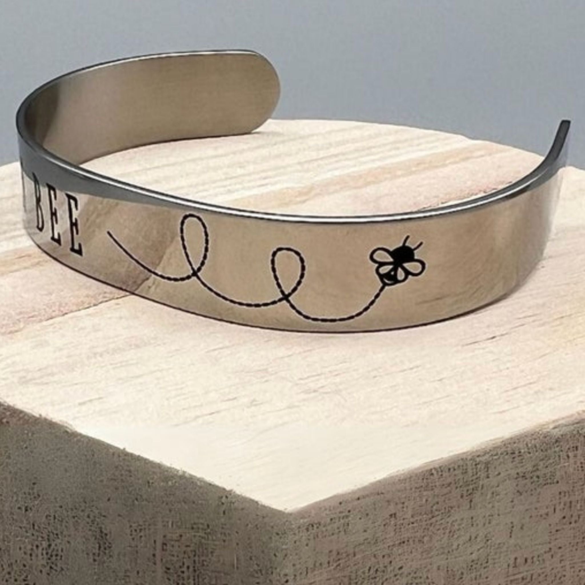Queen Bee - Laser Etched Cuff Bracelet - Surgical Stainless Steel