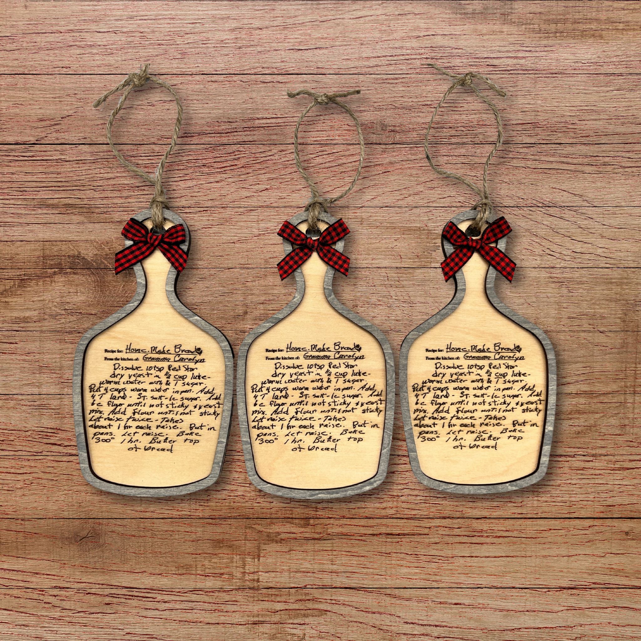 Custom Handwritten Recipe Wood Ornament