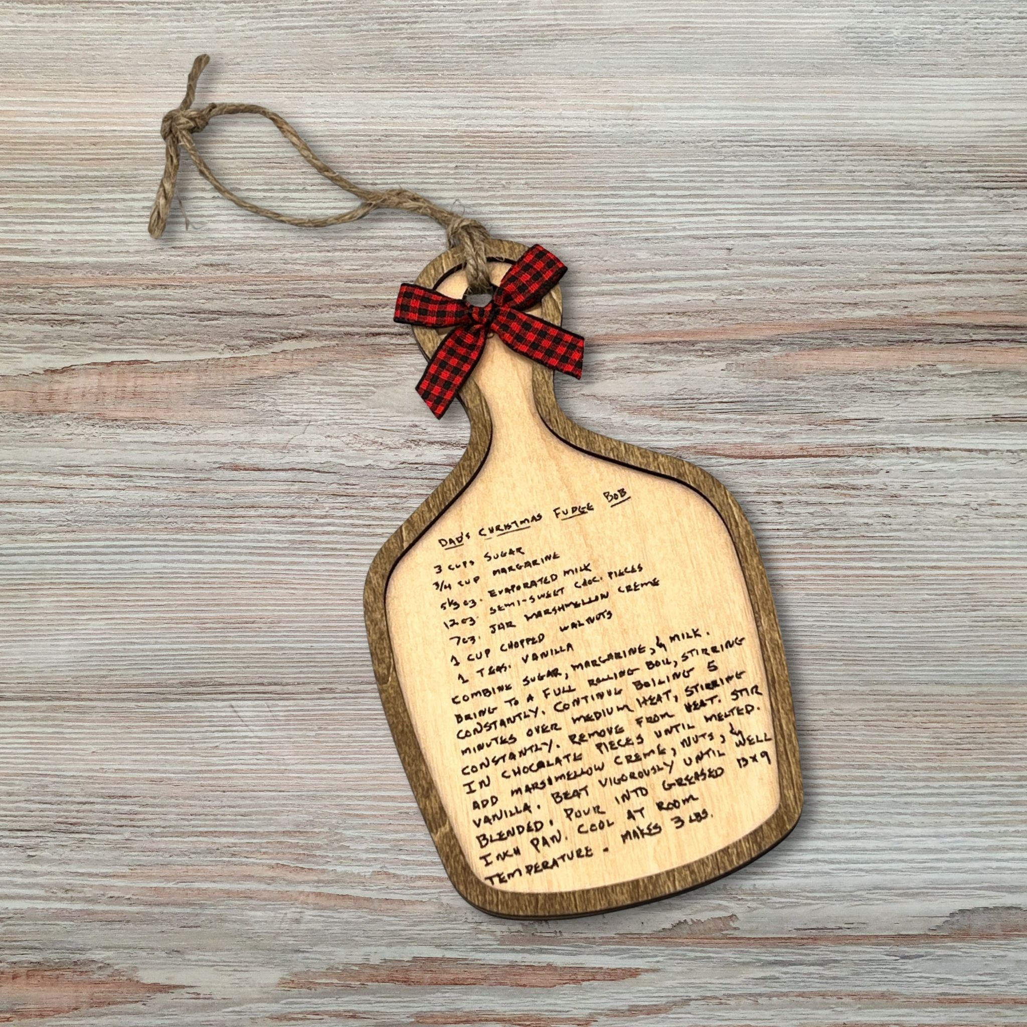 Custom Handwritten Recipe Wood Ornament