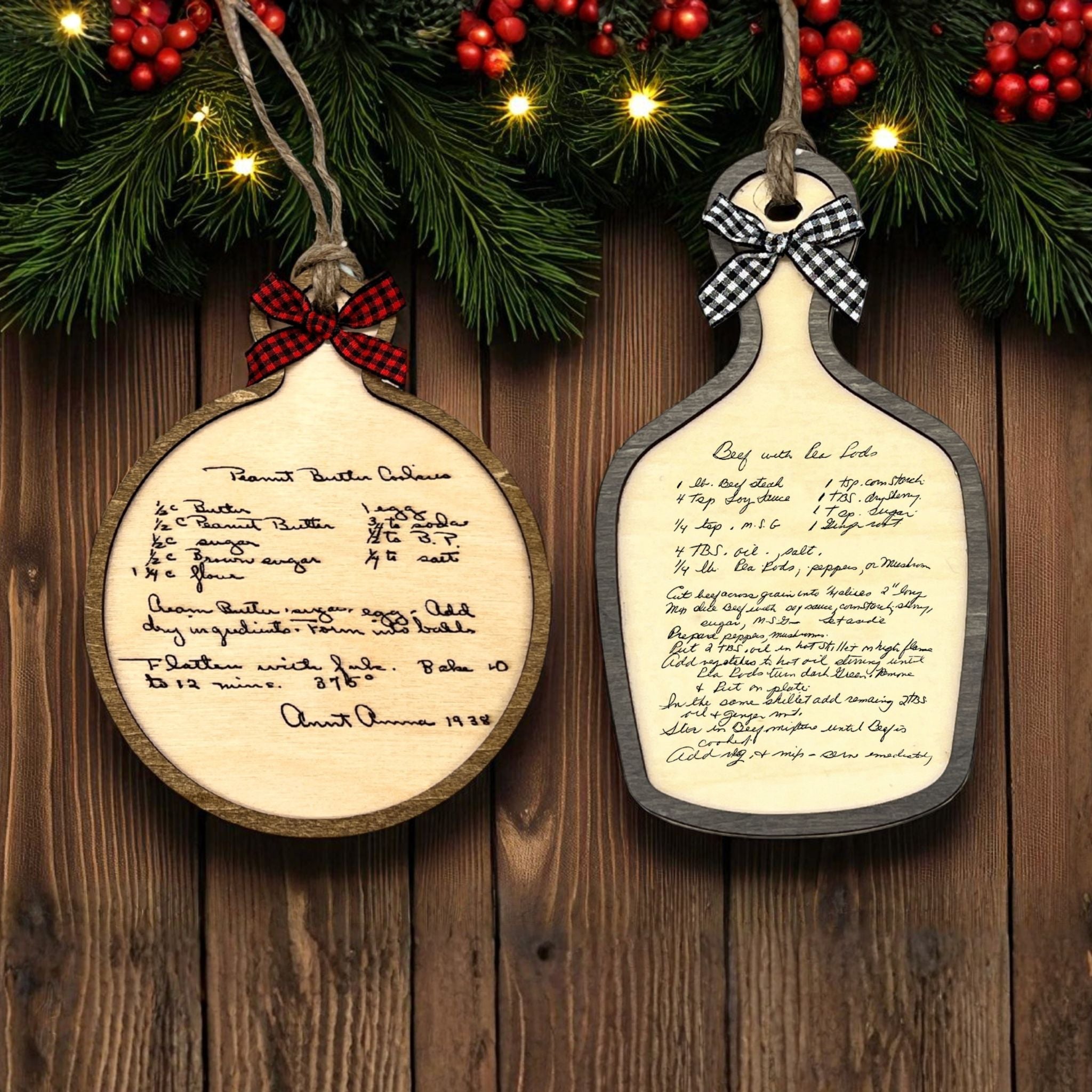 Custom Handwritten Recipe Wood Ornament