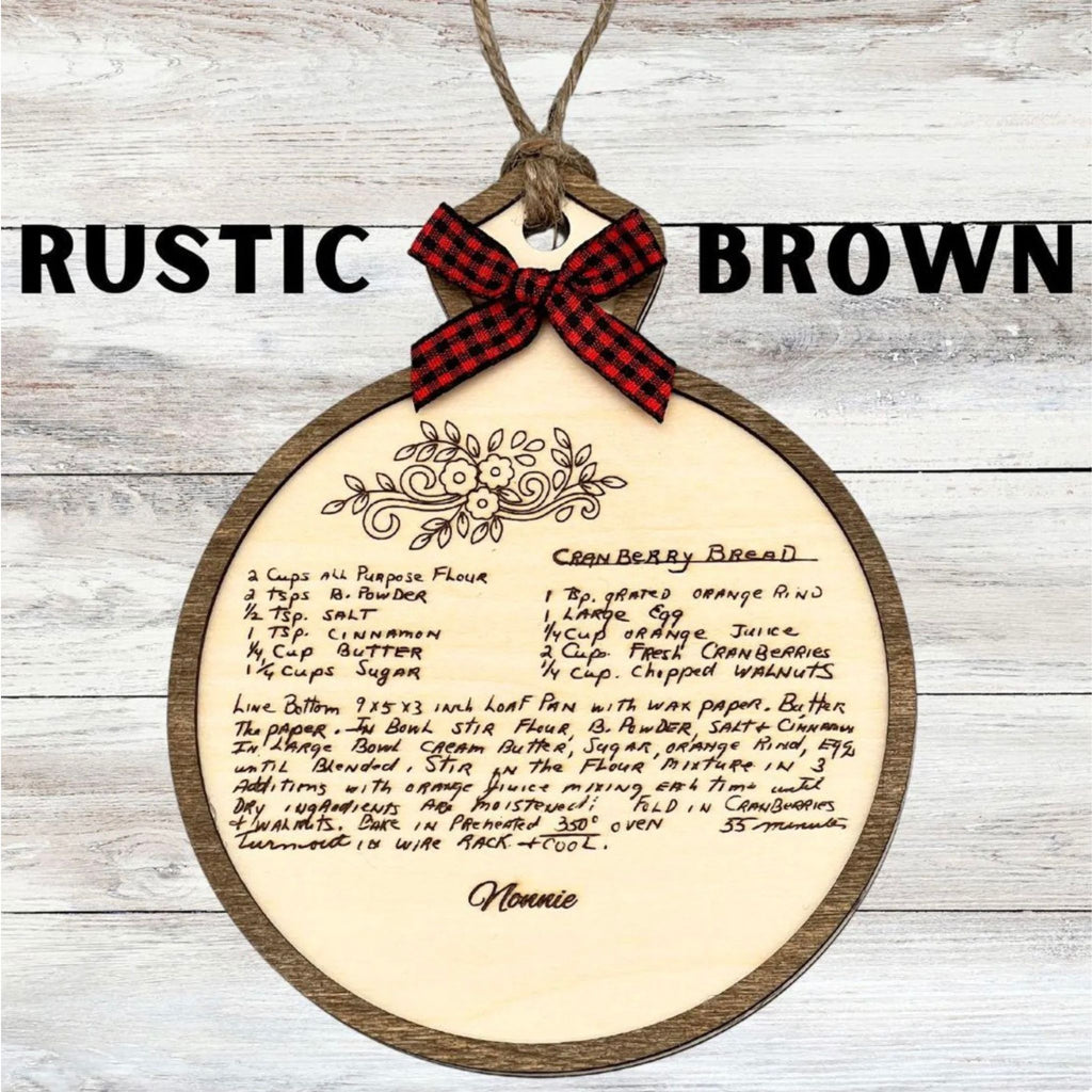 Custom Handwritten Recipe Wood Ornament