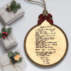Custom Handwritten Recipe Wood Ornament