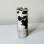 Glittery Cow Pattern Tumbler - Stainless Steel - 20 Oz
