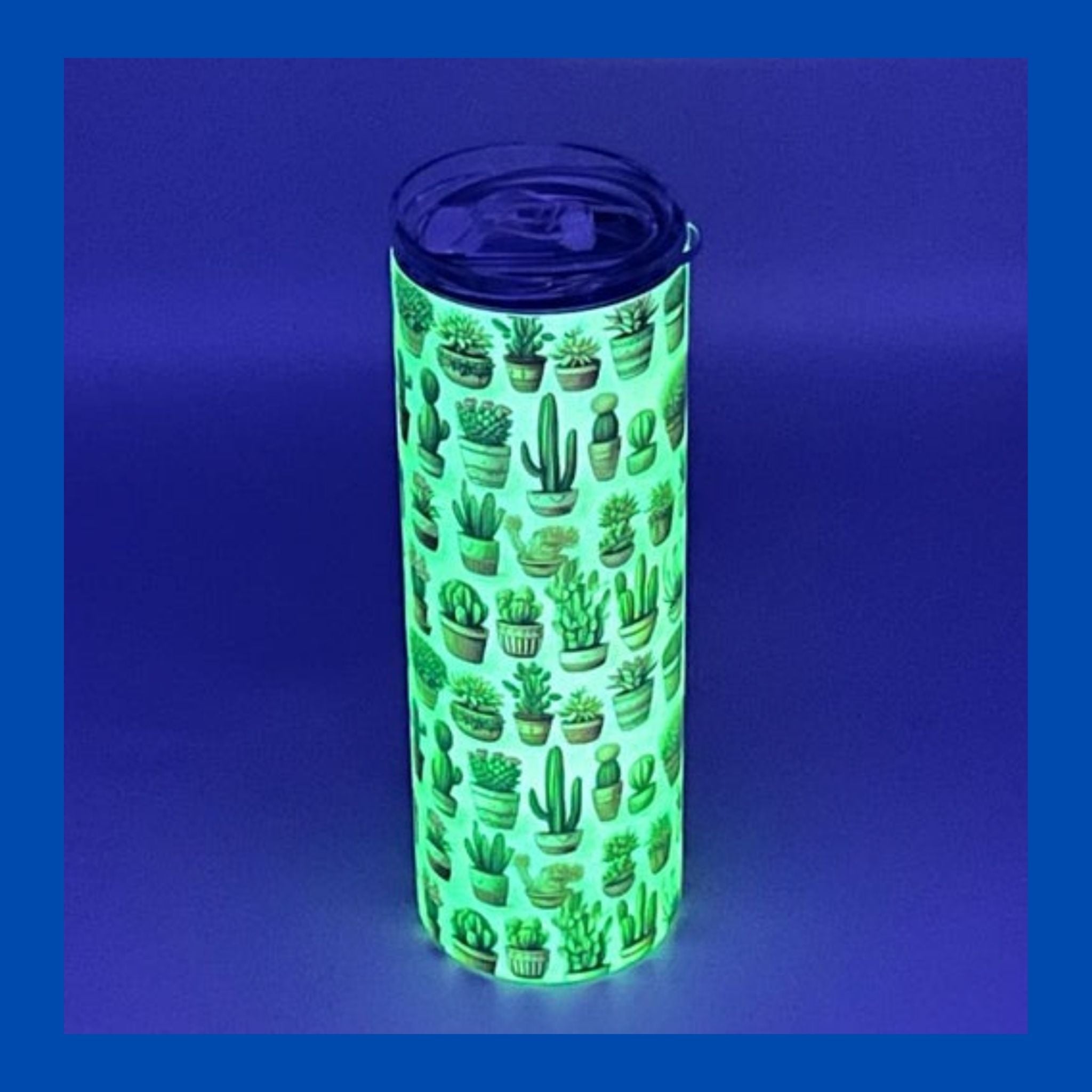 Succulent Pattern - Glow in the Dark Tumbler (Green Glow) - 20 oz