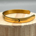 "I Love You to the Moon and Back" Gold Tone Cuff Bracelet - Stainless Steel