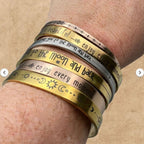 "I Love You to the Moon and Back" Gold Tone Cuff Bracelet - Stainless Steel