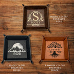 Personalized Leatherette Valet Tray: Engraved Vegan Leather Catch-All