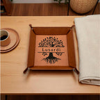 Personalized Leatherette Valet Tray: Engraved Vegan Leather Catch-All