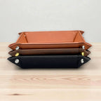 Personalized Leatherette Valet Tray: Engraved Vegan Leather Catch-All