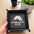 Personalized Leatherette Valet Tray: Engraved Vegan Leather Catch-All