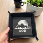 Personalized Leatherette Valet Tray: Engraved Vegan Leather Catch-All