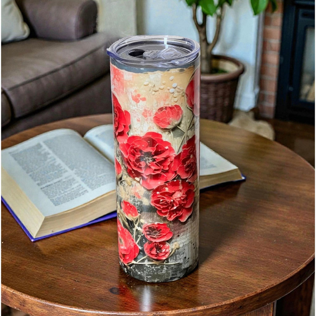 Vintage Flowers Tumbler - Stainless Steel - 20 Oz