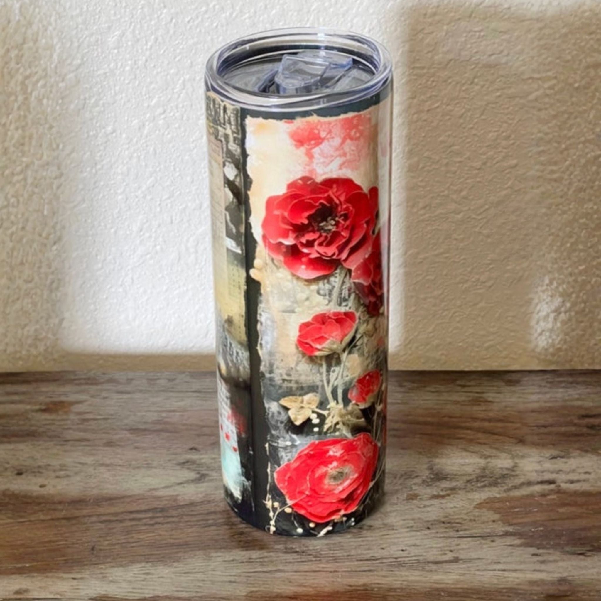 Vintage Flowers Tumbler - Stainless Steel - 20 Oz