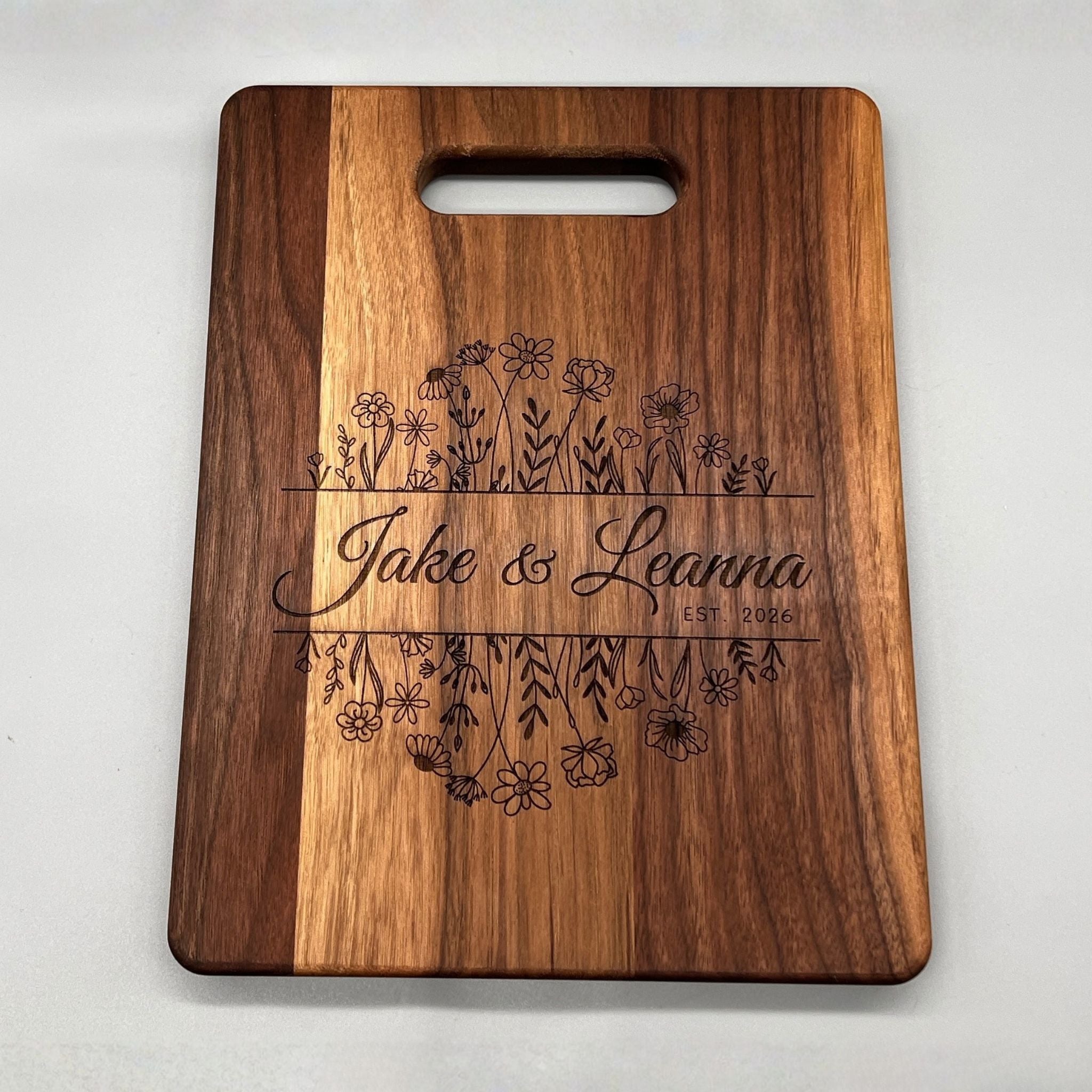 Personalized Engraved Wedding Cutting Board - Walnut or Maple - Made in USA