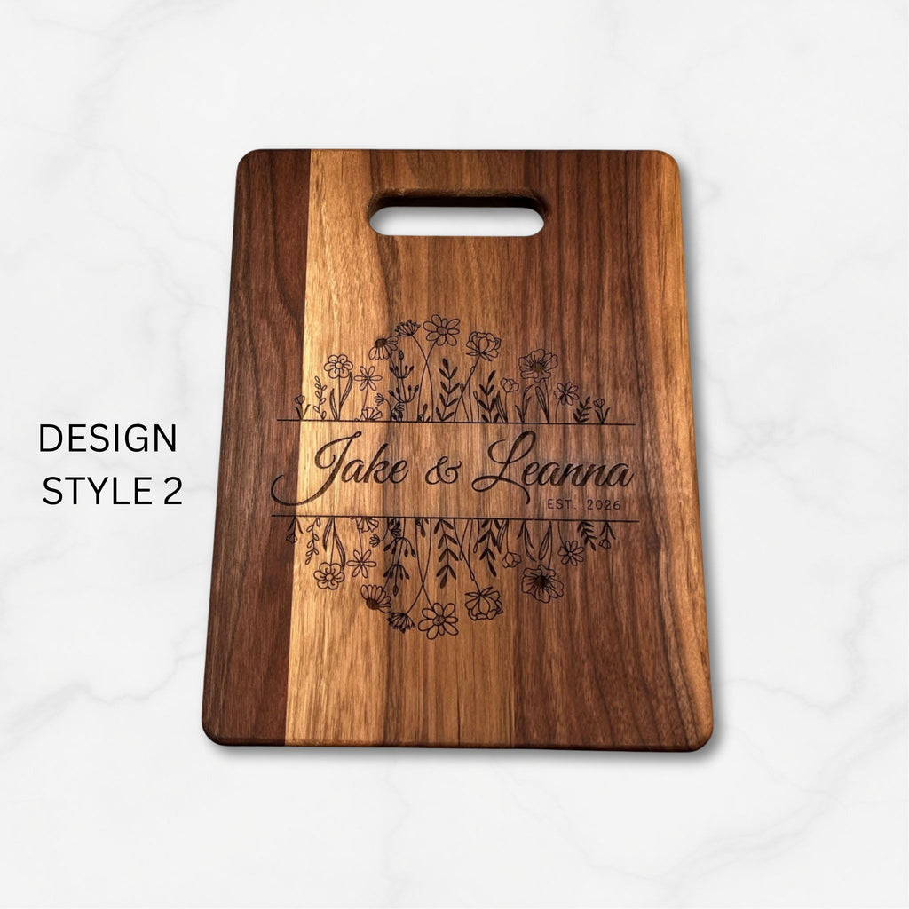Personalized Engraved Wedding Cutting Board - Walnut or Maple - Made in USA