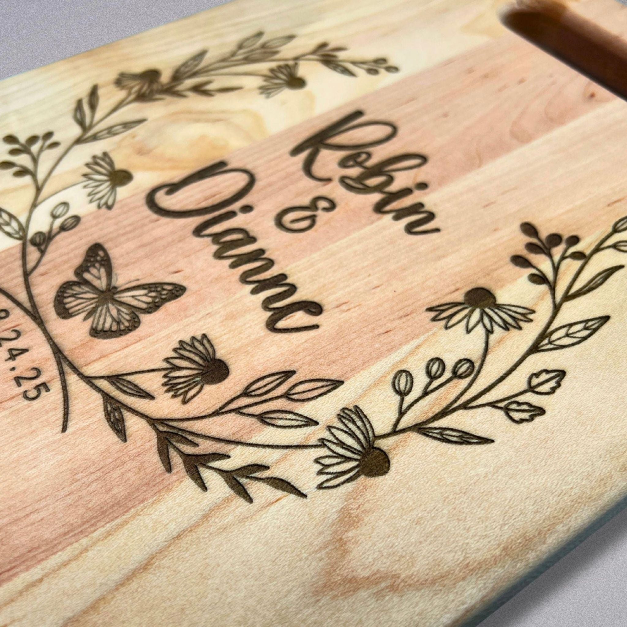 Personalized Engraved Wedding Cutting Board - Walnut or Maple - Made in USA