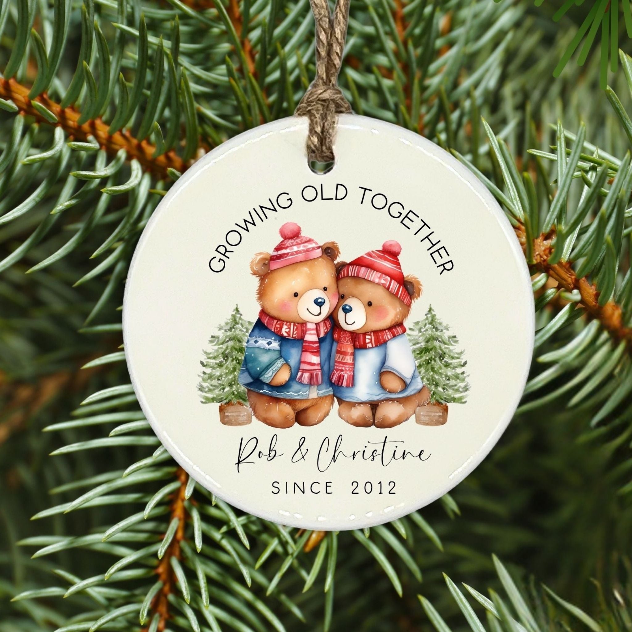 Personalized Couples Christmas Ornaments | Growing Old Together Keepsake