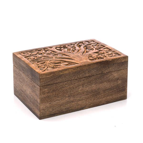 Aranyani Tree of Life Jewelry Box With Tray - Hand Carved