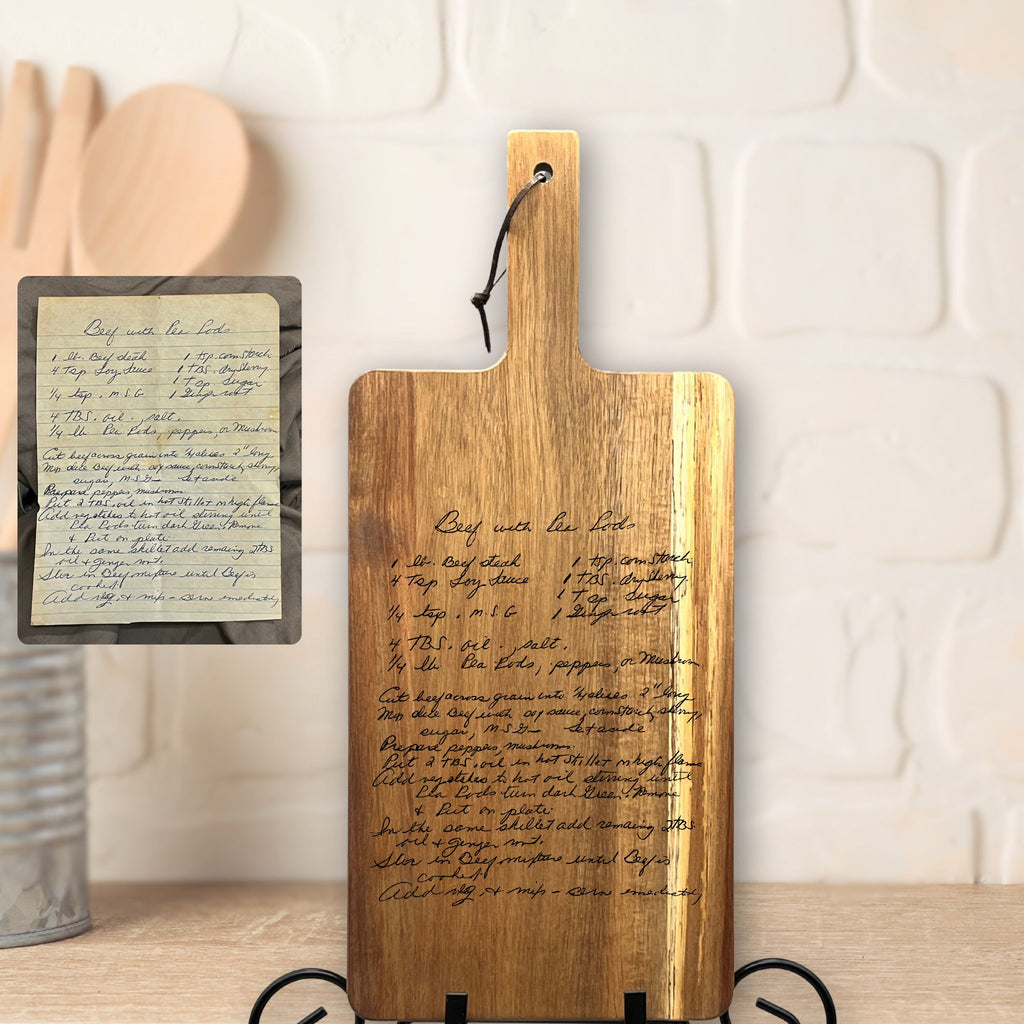 Custom Cutting Boards - Engrave Handwritten Recipes and Notes on Bamboo or Acacia