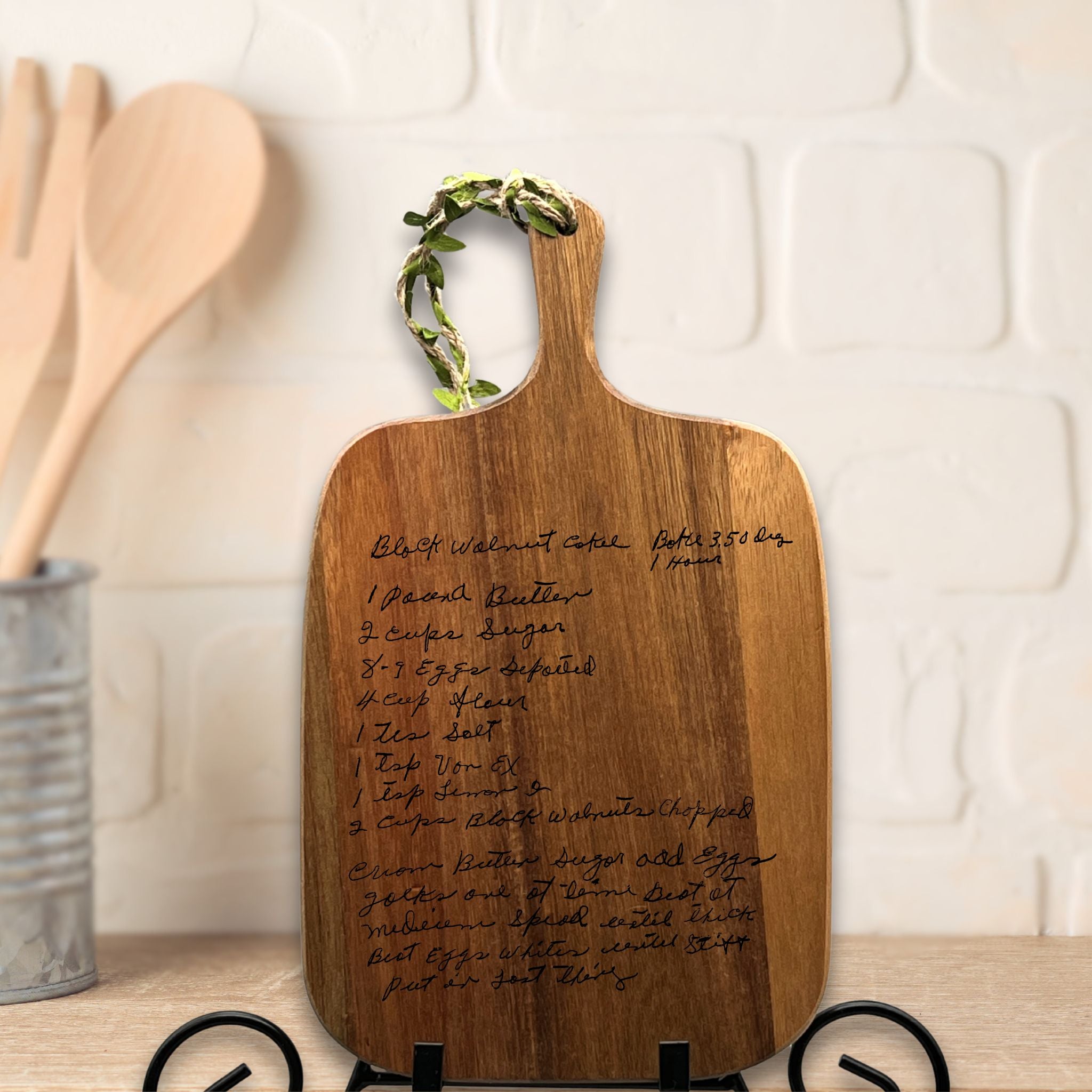 Custom Cutting Boards - Engrave Handwritten Recipes and Notes on Bamboo or Acacia